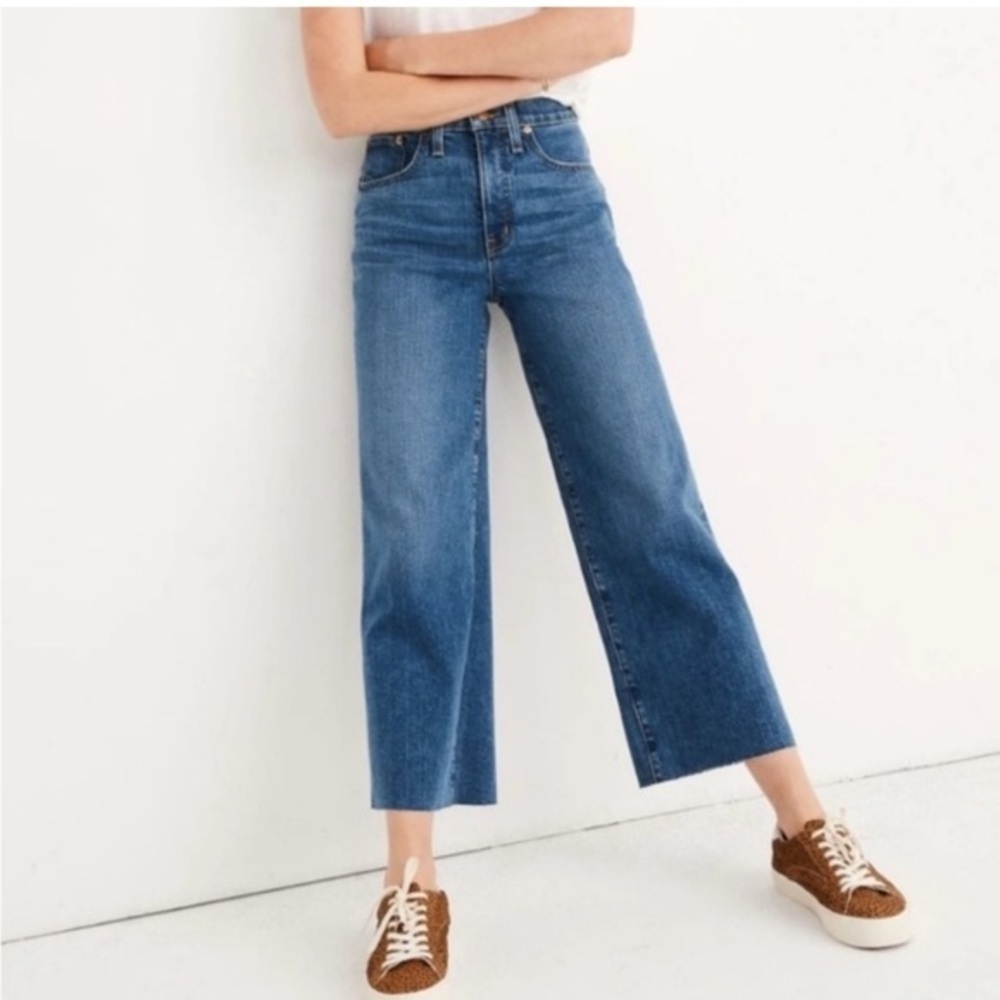 Madewell Curvy Slim Wide-Leg Crop Jeans Size 24 High Rise Medium Wash - Picture 4 of 4